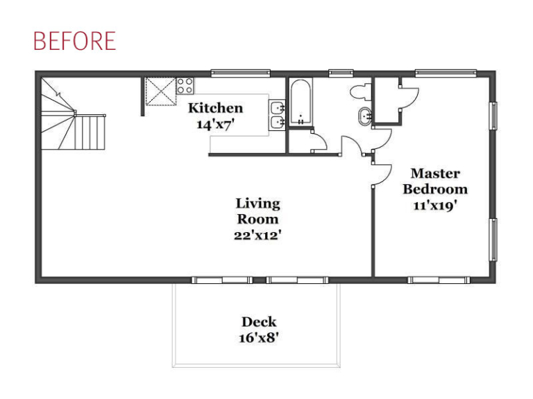 before & after floor plan interior design renovation