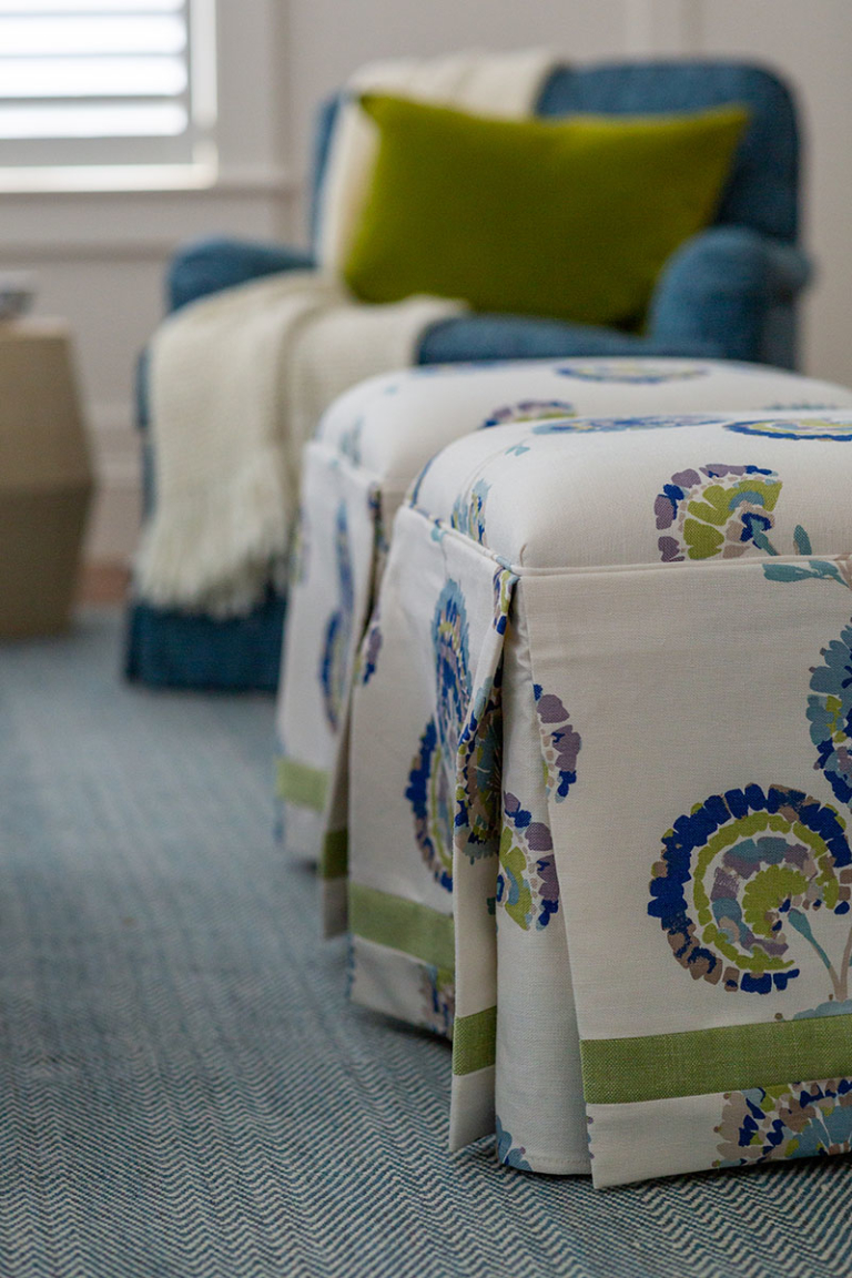 custom ottoman in seating room