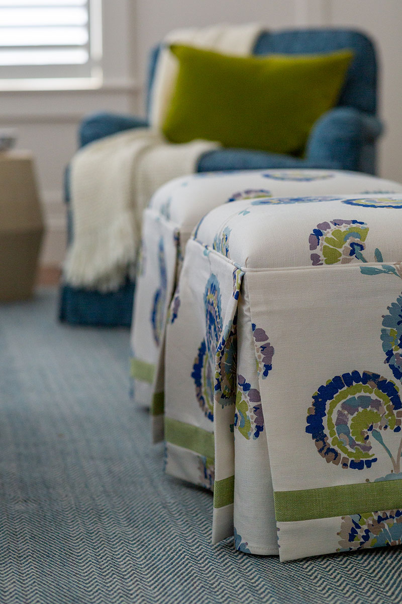 custom ottoman in seating room