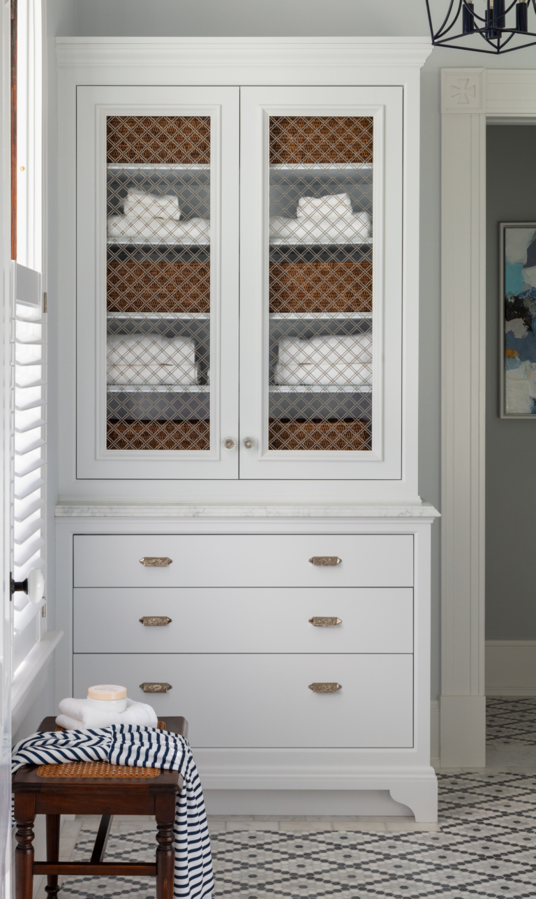 storage in primary bathroom