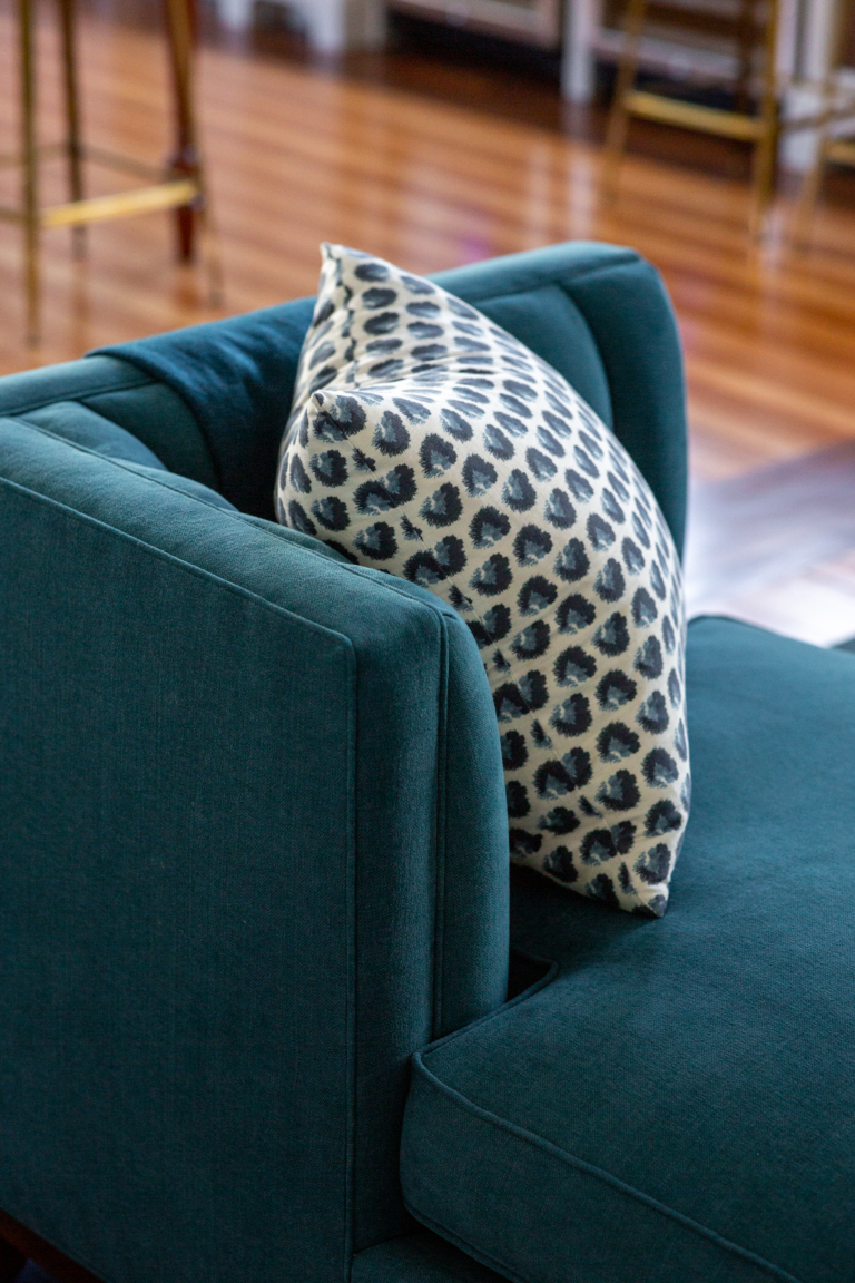 bench in living room with pillow