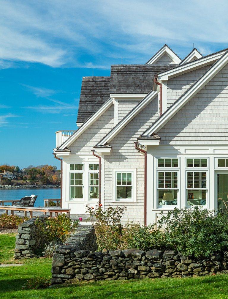 exterior of a beach house in Jamestown, Rhode Island