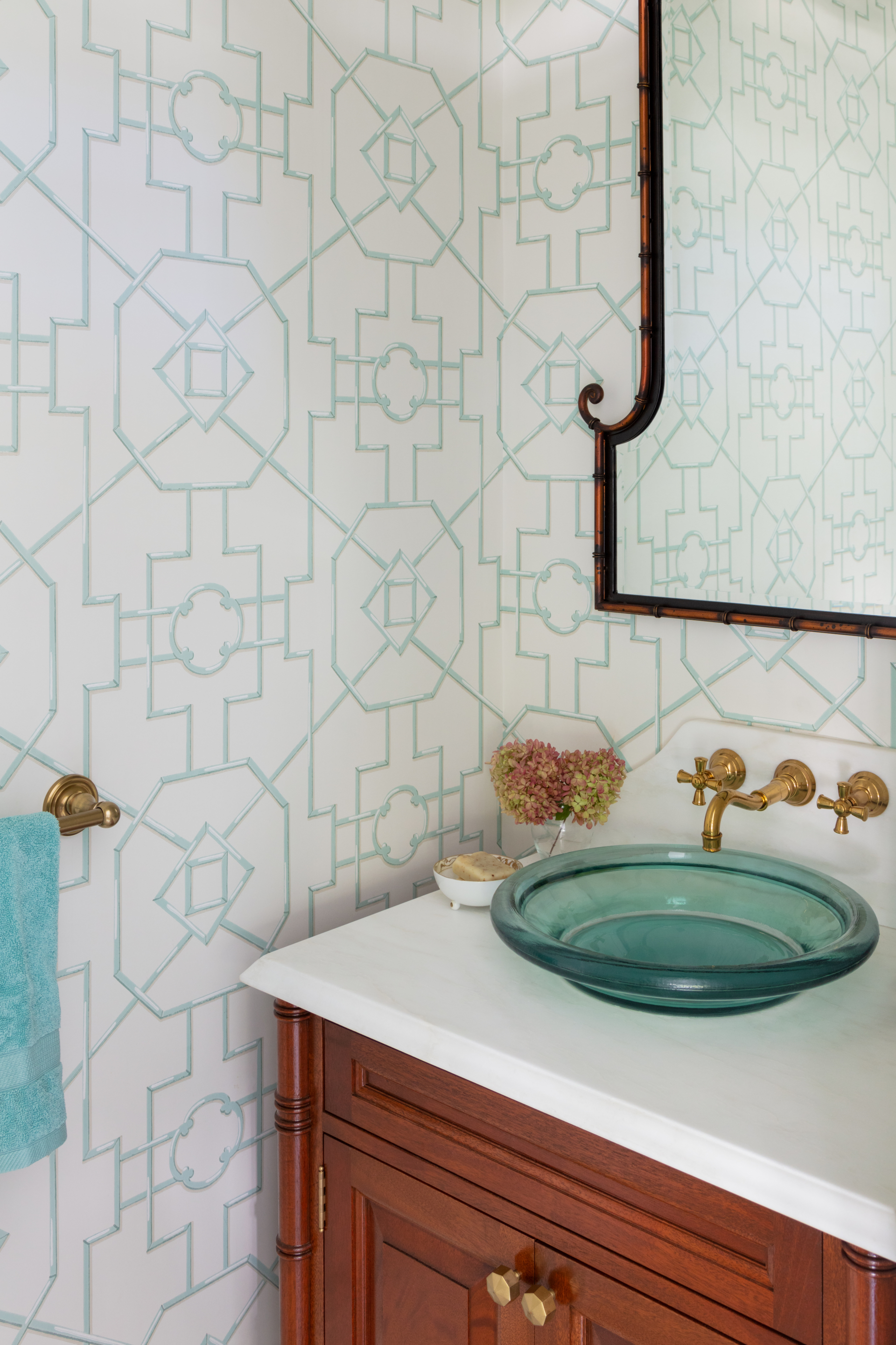 powder room in poolside cabana