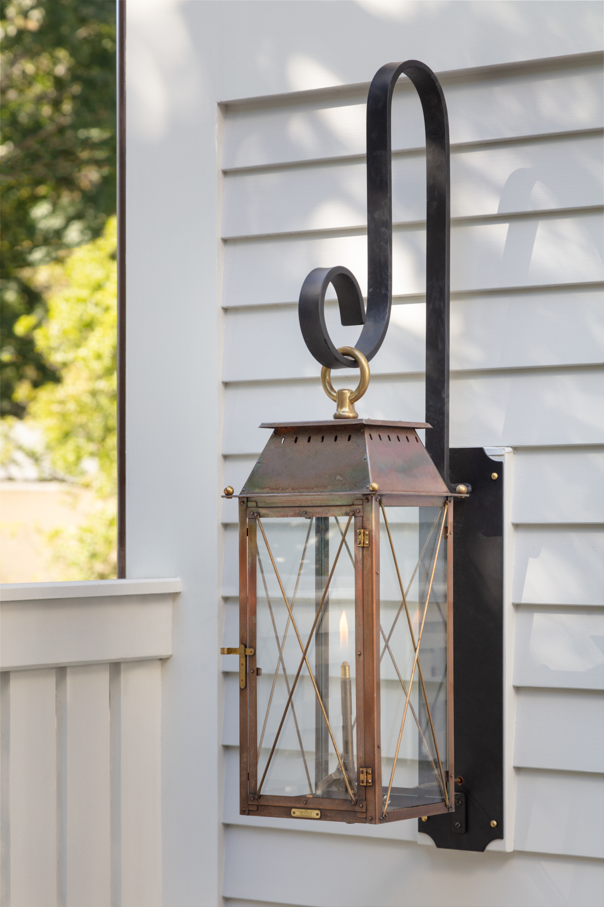gas lantern on exterior of home