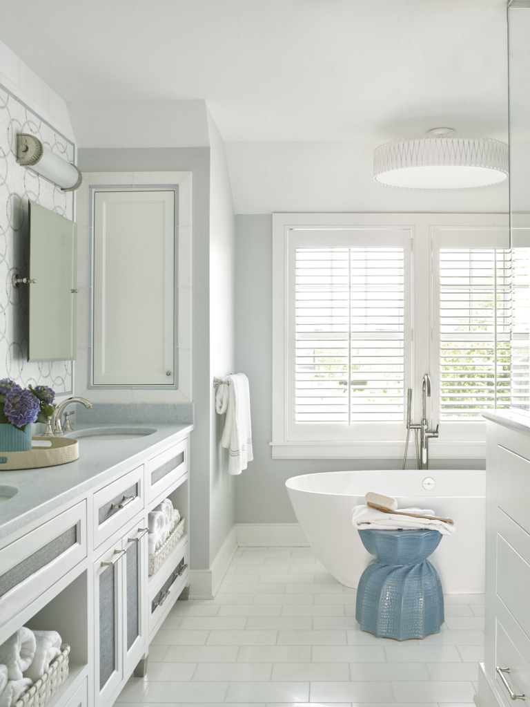 primary bathroom with large duel-vanity and soak tub