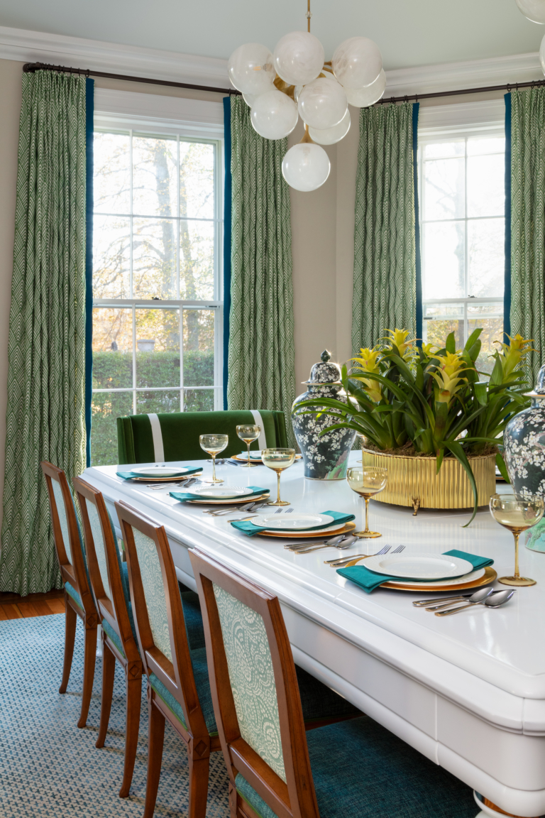 dining room chairs and window treatments