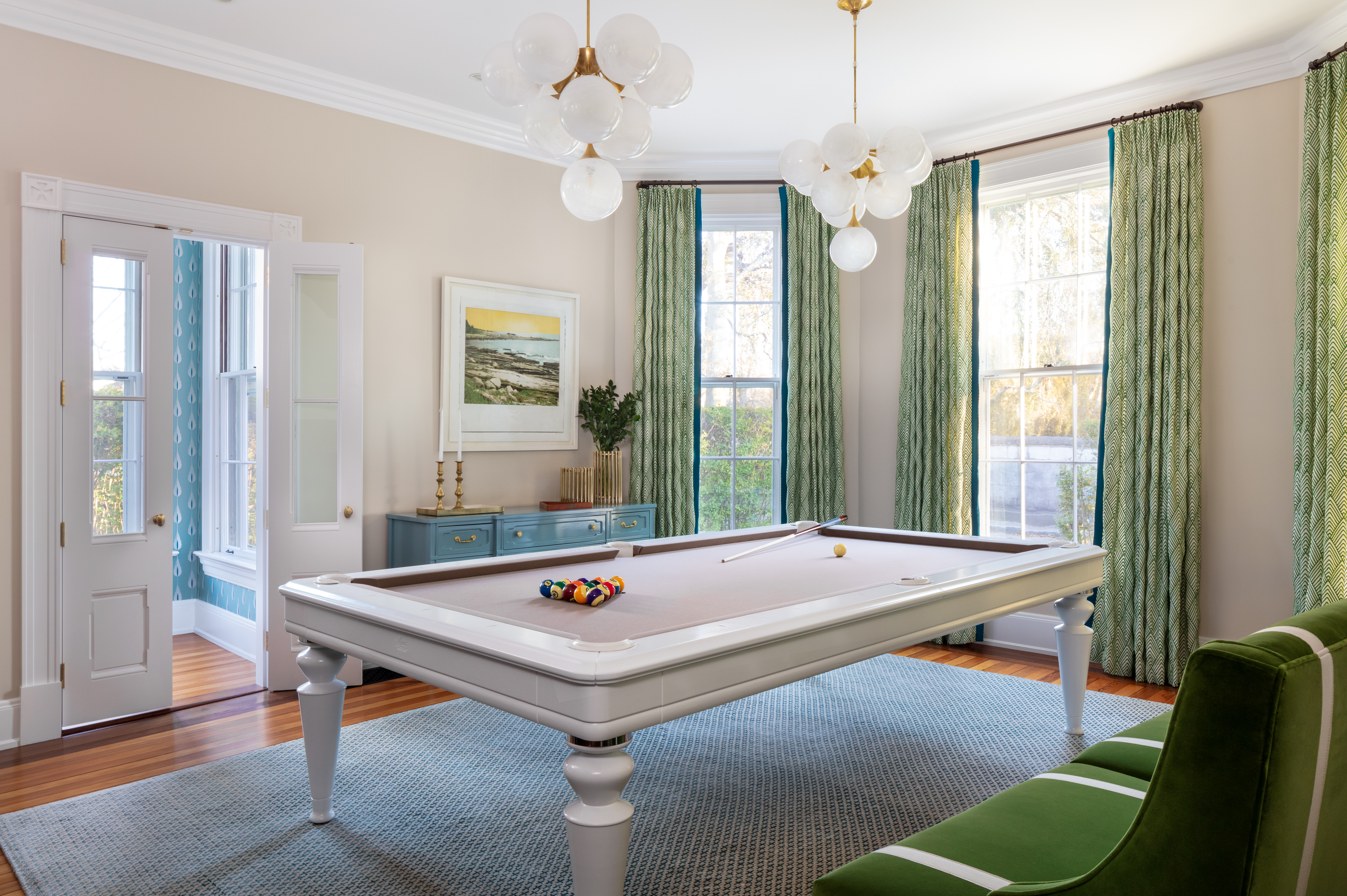 convertible billiards table in dining room