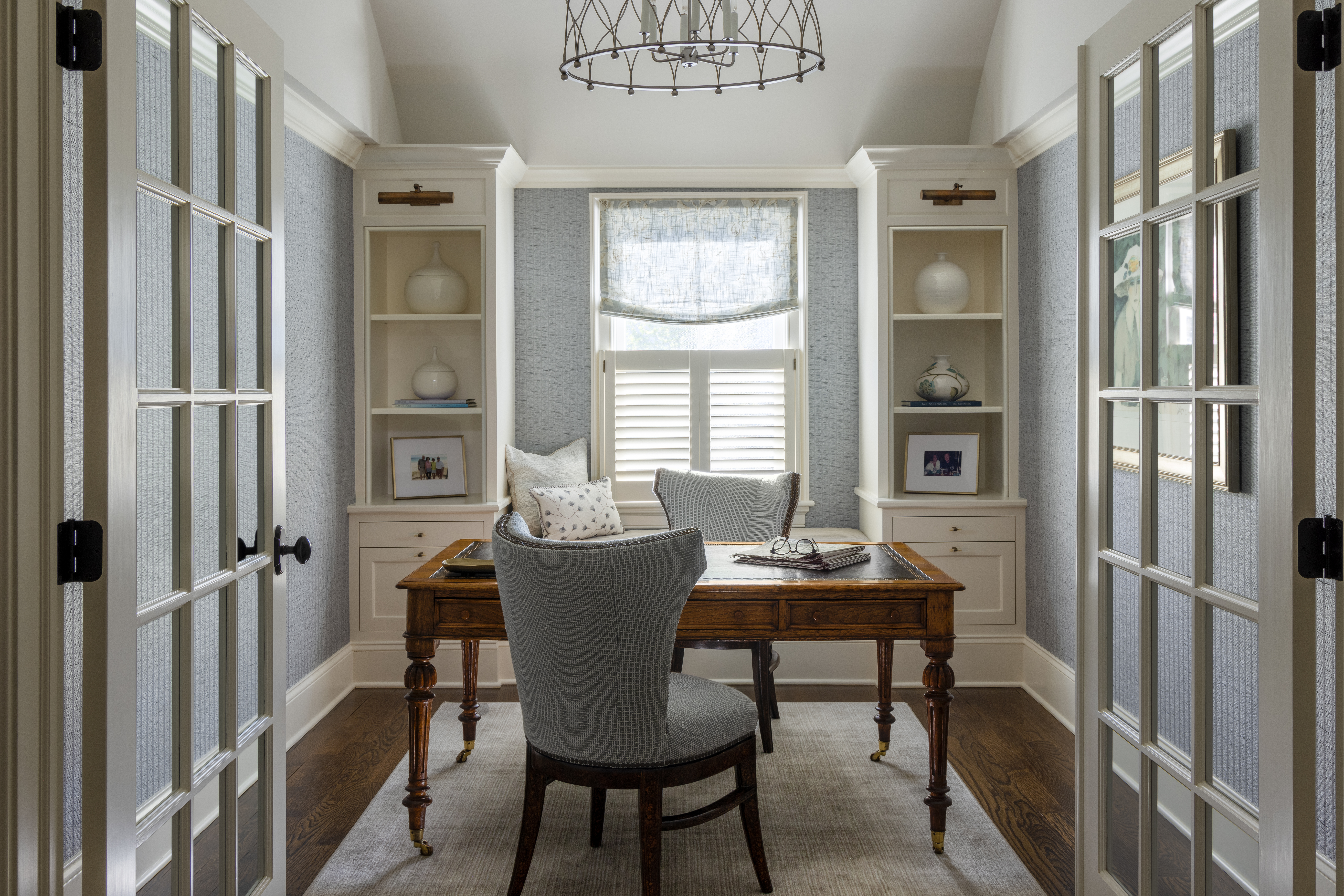 interior design project in Ridgefield CT, home office with built-in shelving