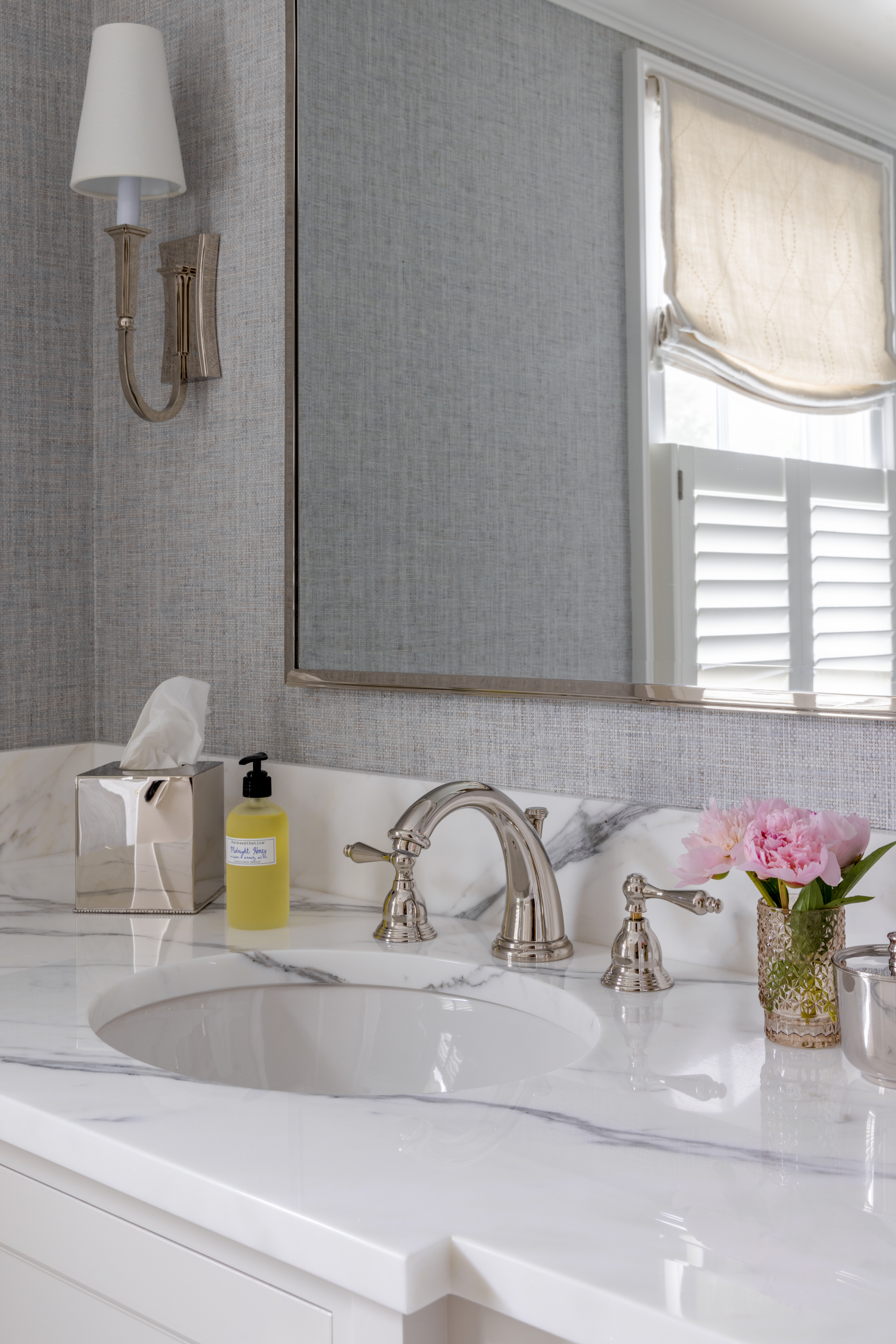 interior design project in Ridgefield CT, sink in guest bathroom