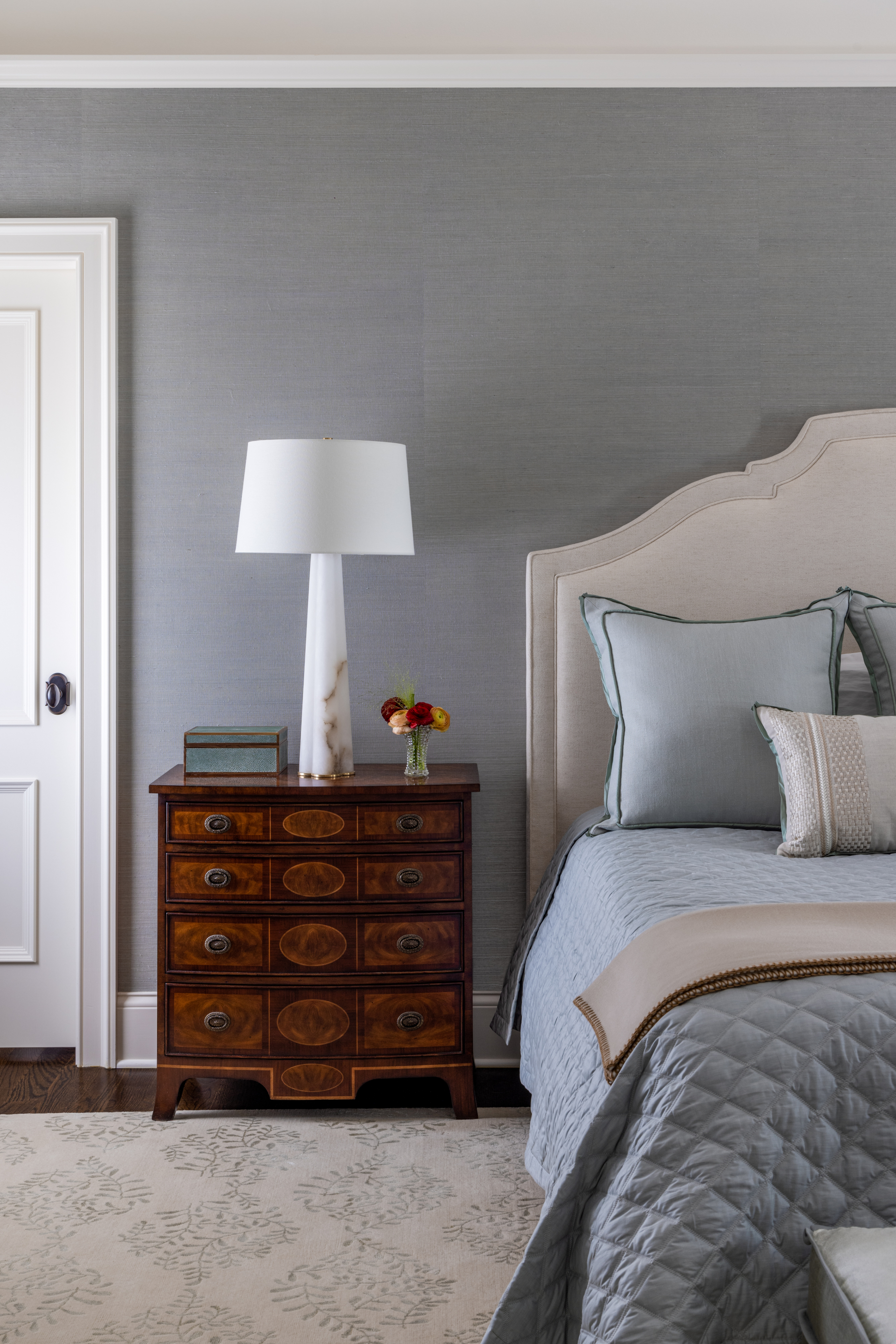 interior design project in Ridgefield CT, owner's bedroom nightstand