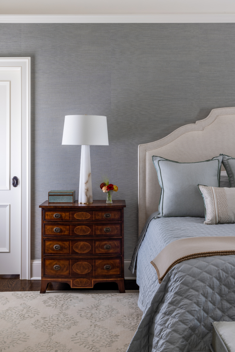 interior design project in Ridgefield CT, owner's bedroom nightstand