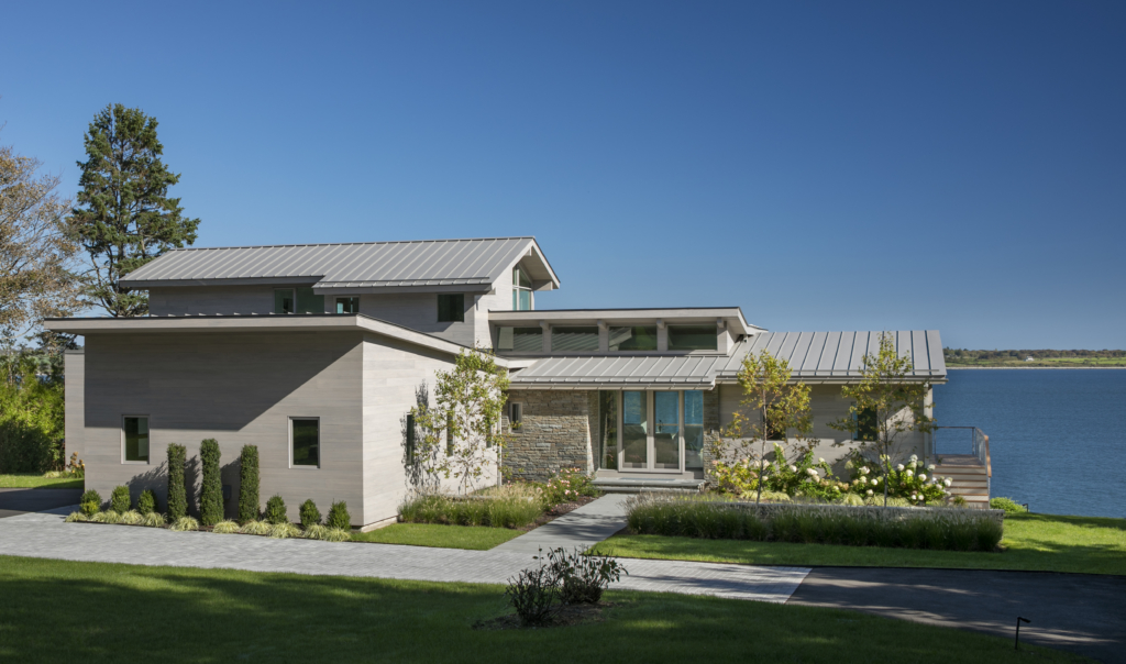 exterior view of modern architectural home