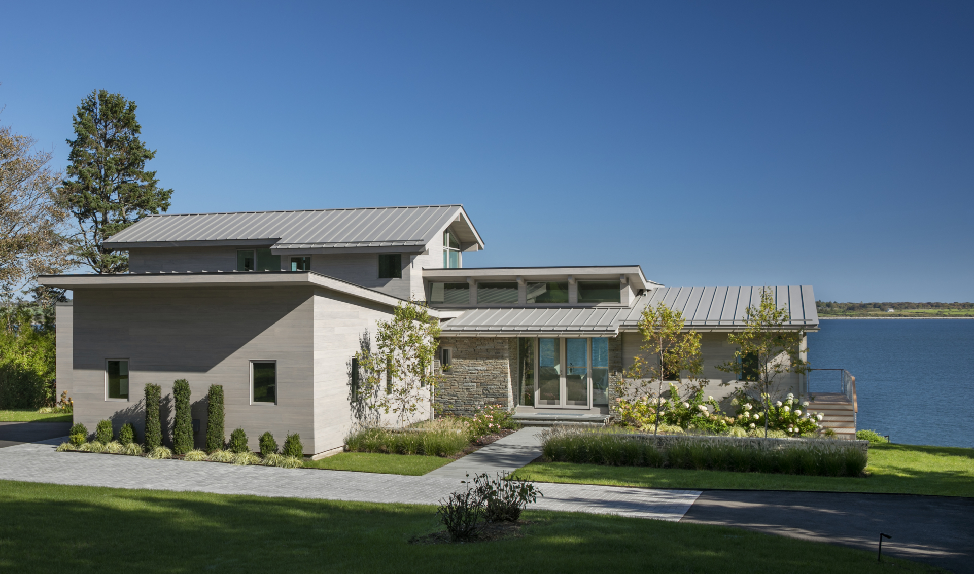exterior view of modern architectural home