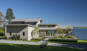 exterior view of modern architectural home