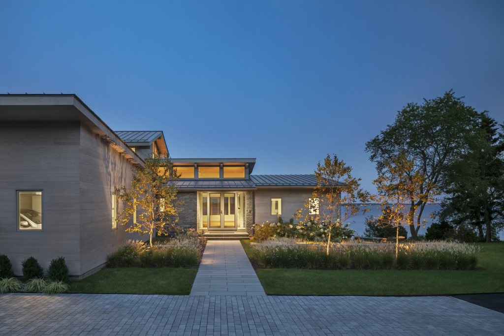 exterior view of modern architectural home