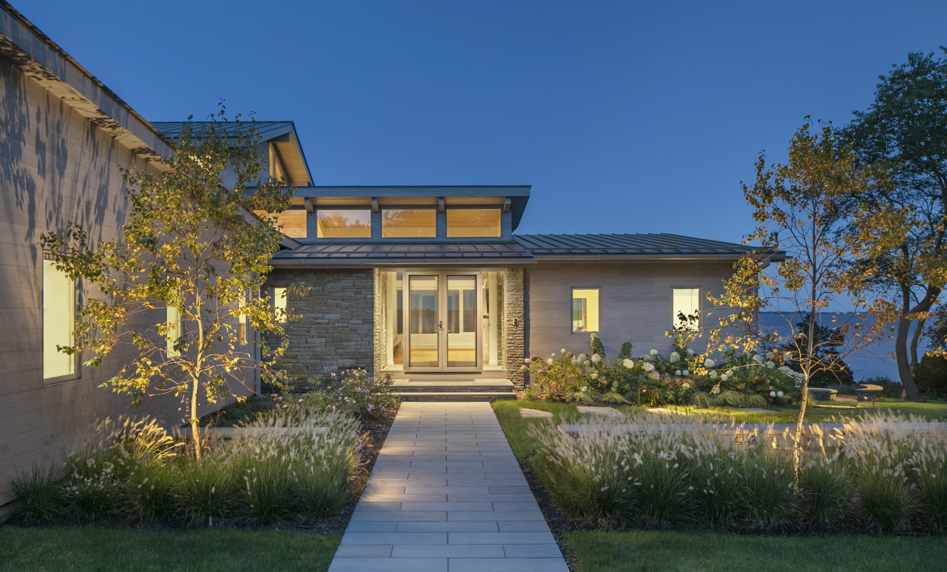 exterior view of modern architectural home