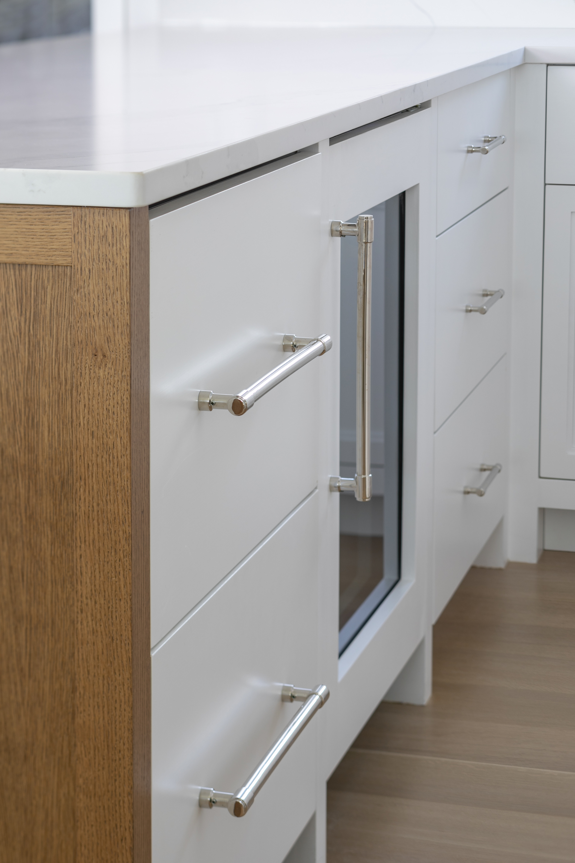 kitchen cabinetry and wine fridge