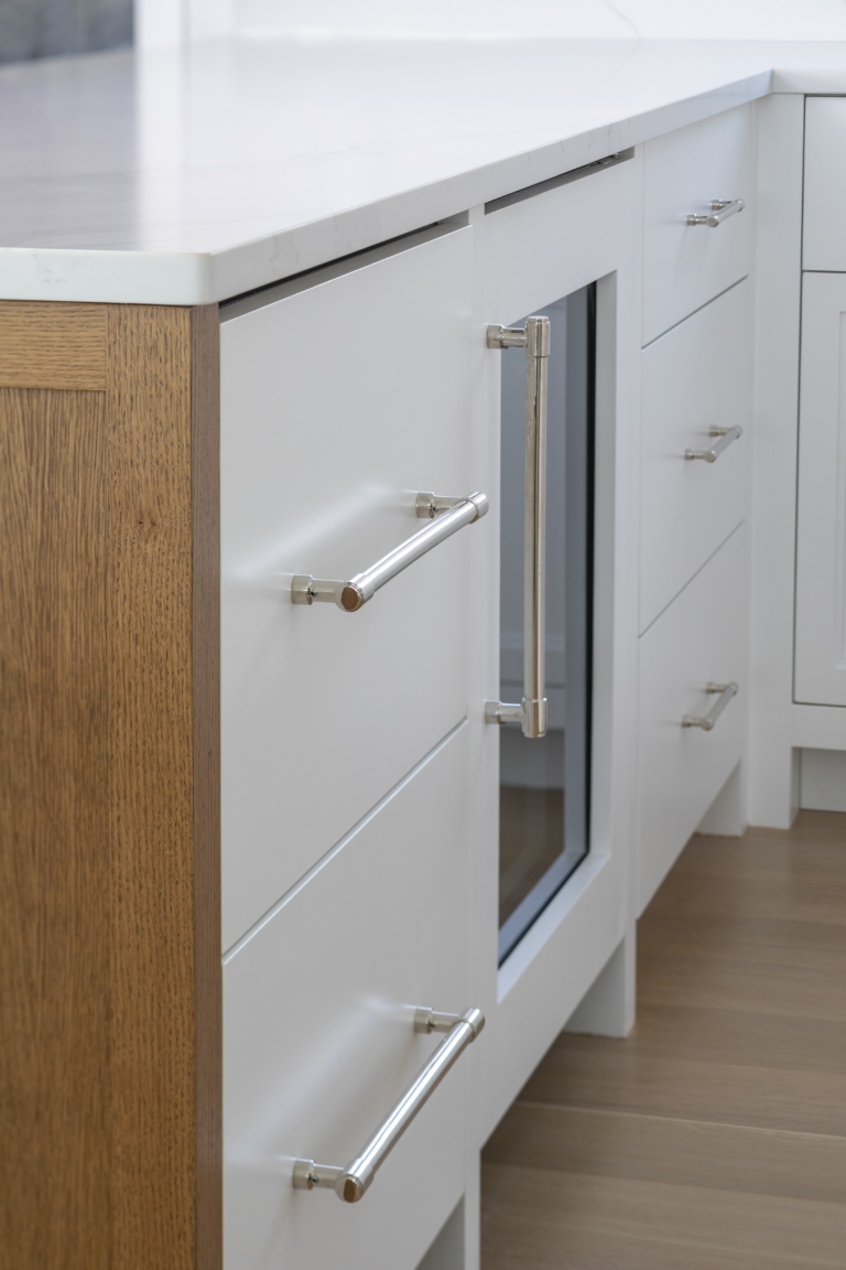 kitchen cabinetry and wine fridge
