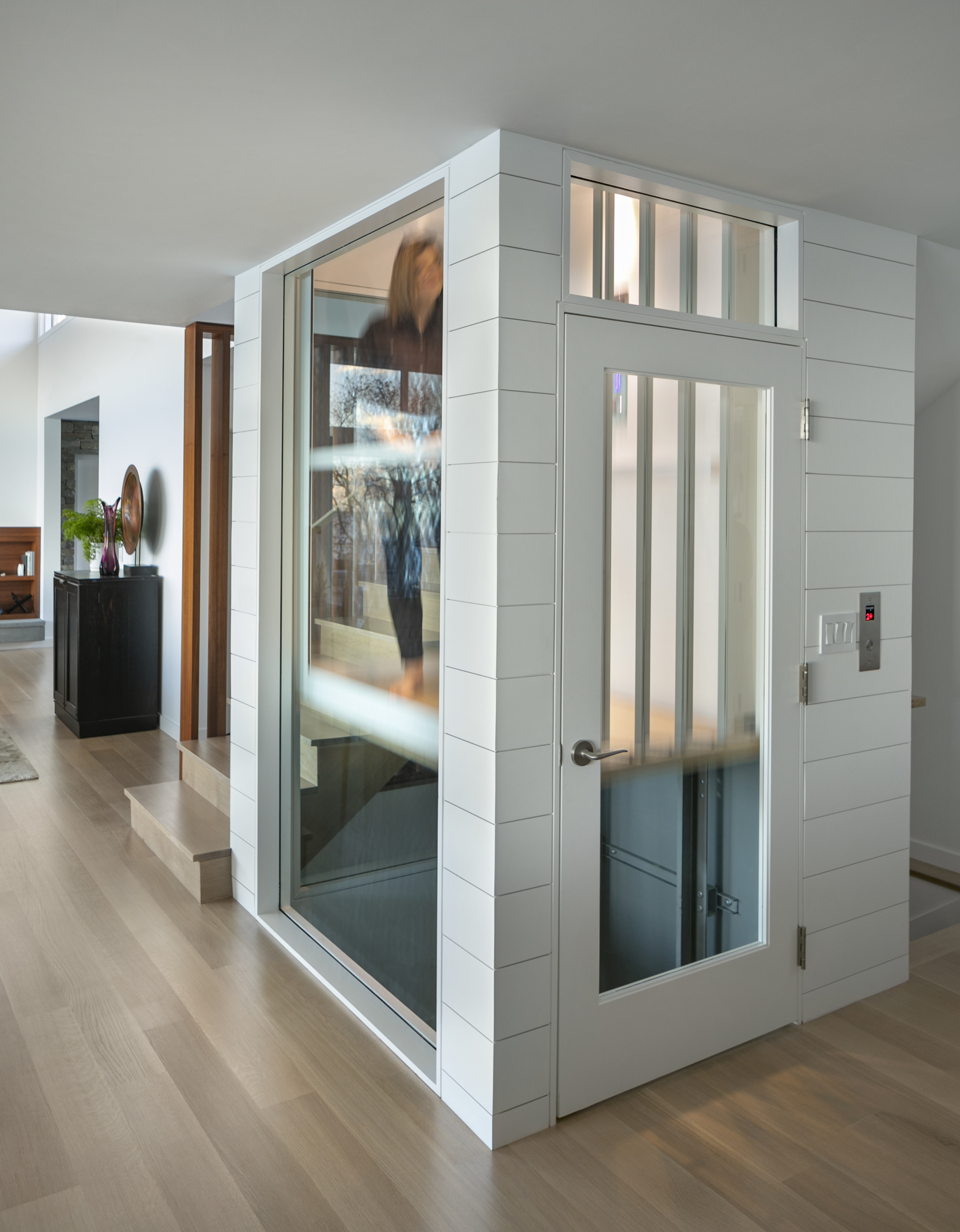 modern exposed elevator shaft