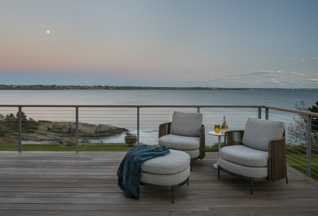 Back Deck with ocean view and outdoor furniture