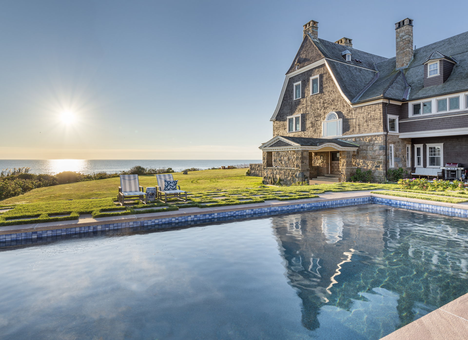 Exterior pool at Narragansett beach house
