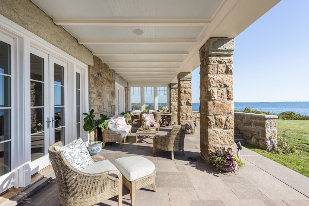 Patio seating with ocean view