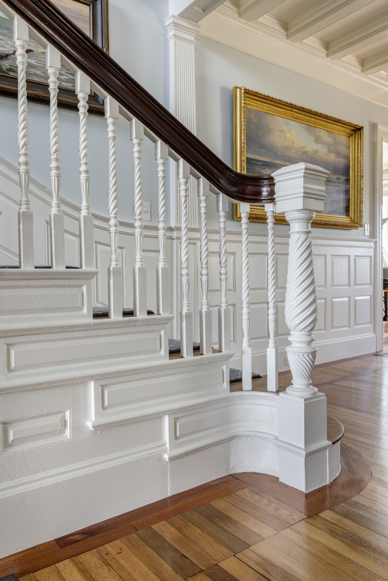 Molding and Newel post on stairway