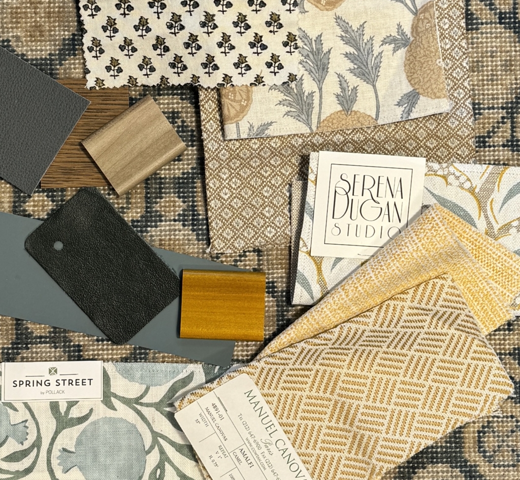 Modern beach house scheme with fabrics and finishes