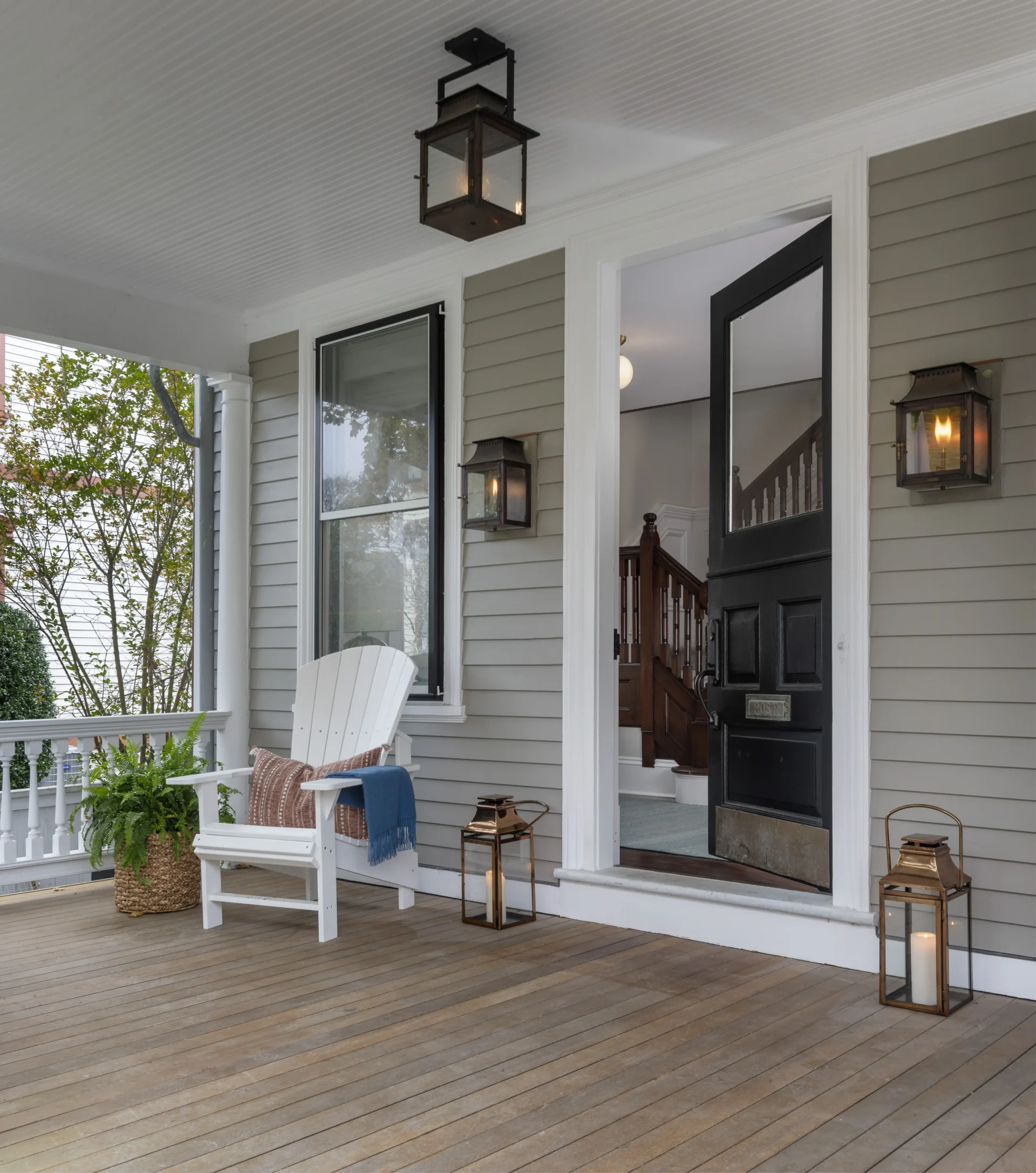 Front entrance to a historic Newport home