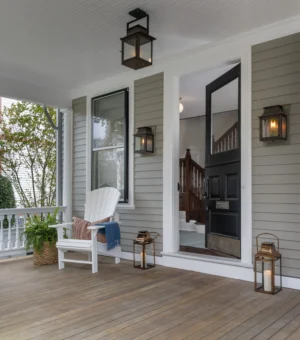 Front entrance to a historic Newport home