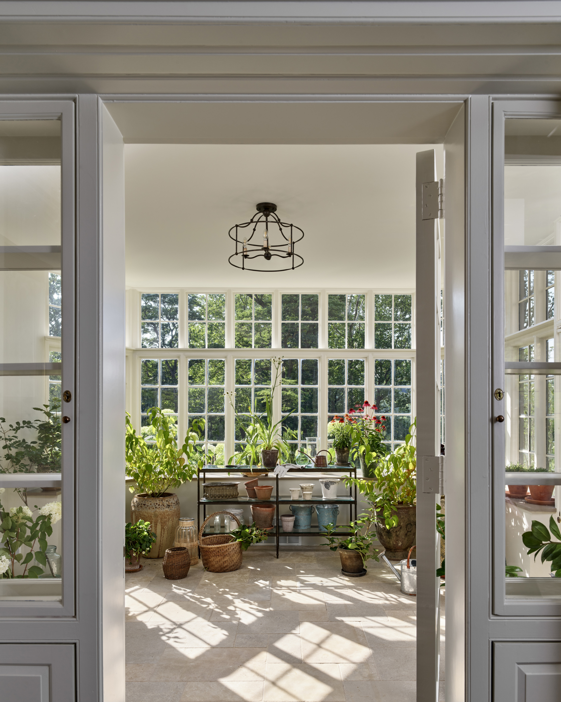 Looking through the entryway to a solarium