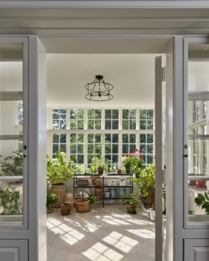 Looking through the entryway to a solarium