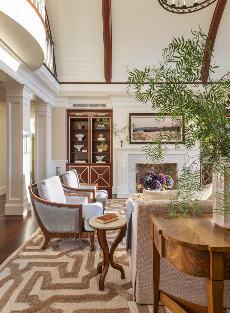 Luxury coastal living room by Rhode Island interior designer Taste Design Inc