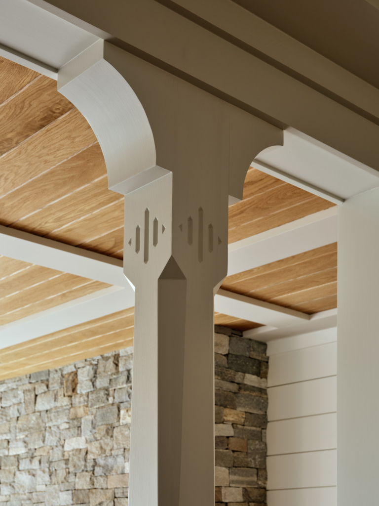 A custom motif design on a home's column architectural feature.