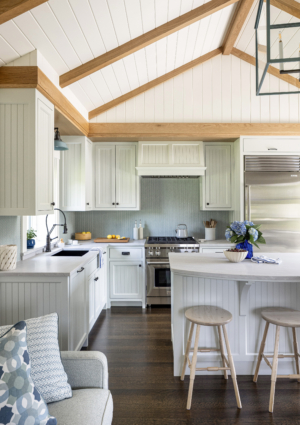 A guest house kitchen with island