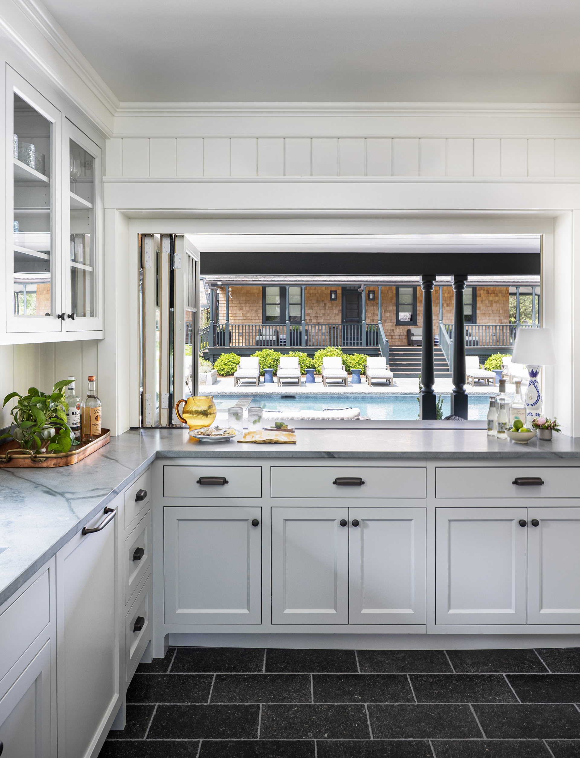 A poolhouse kitchen in Rhode Island by Taste Design